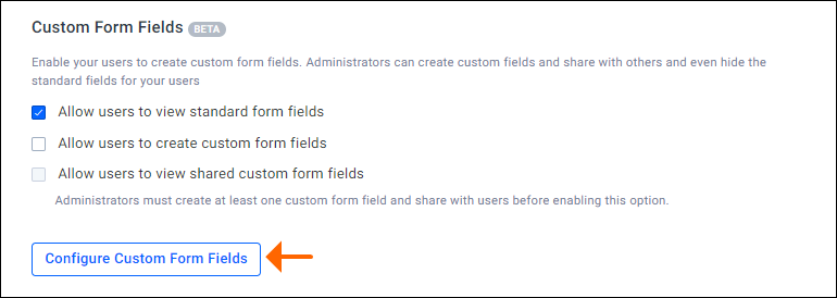 Configure custom field option