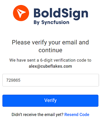 Verify email page